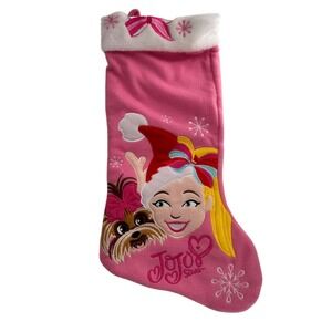 JoJo Siwa Nickelodeon Pink Christmas Stocking Embroidered Design Snowflakes Girl
